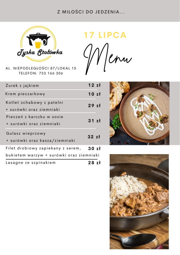 MENU LOKAL 2 AL. NIEPODLEGŁOŚCI 87/LOKAL 15