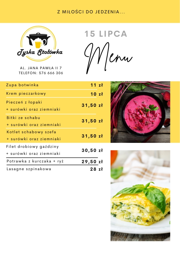 MENU LOKAL 1 AL. JANA PAWŁA II 7