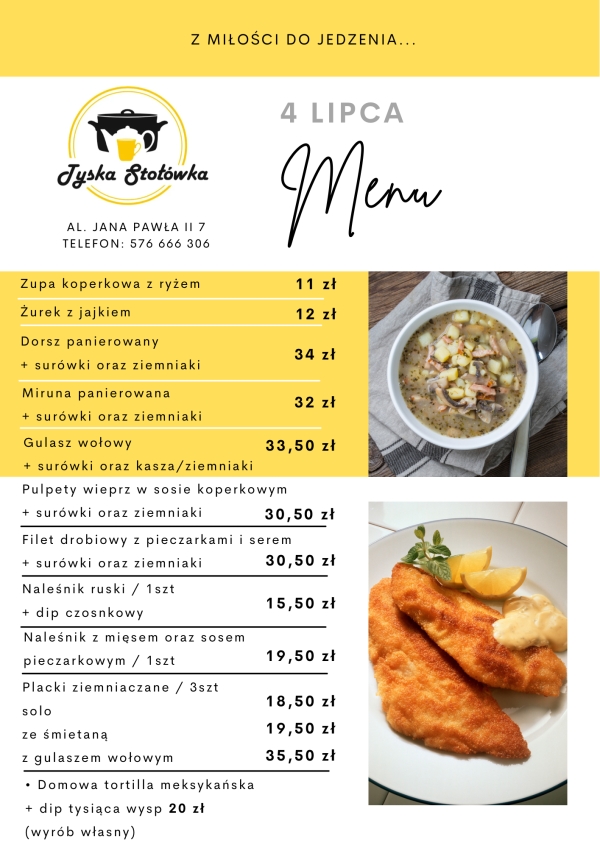 MENU LOKAL 1 AL. JANA PAWŁA II 7