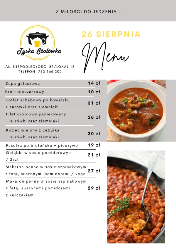 MENU LOKAL 2 AL. NIEPODLEGŁOŚCI 87/LOKAL 15