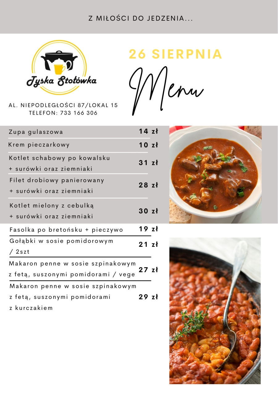 MENU LOKAL 2 AL. NIEPODLEGŁOŚCI 87/LOKAL 15