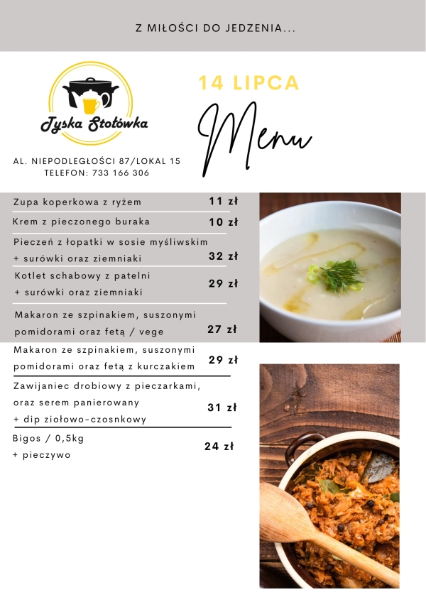 MENU LOKAL 2 AL. NIEPODLEGŁOŚCI 87/LOKAL 15