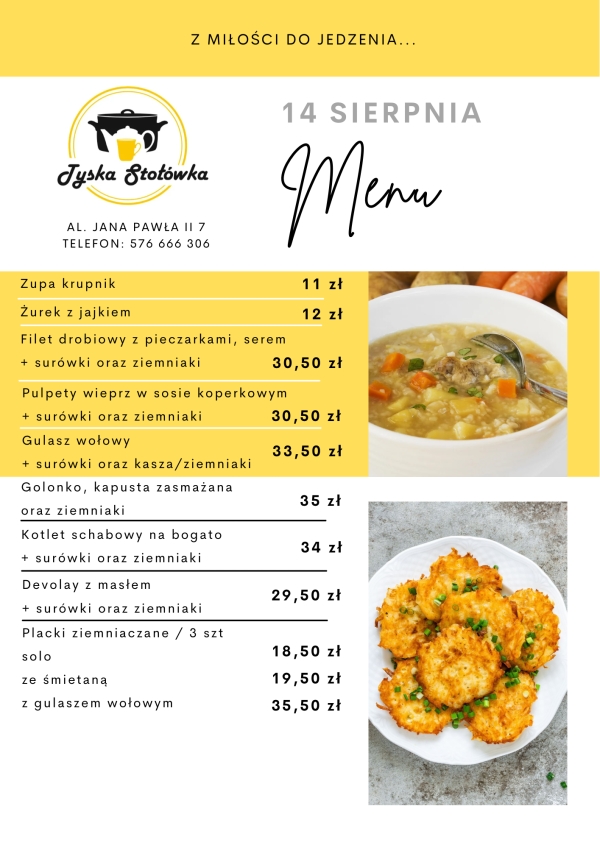 MENU LOKAL 1 AL. JANA PAWŁA II 7