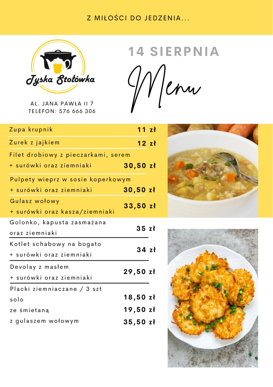 MENU LOKAL 1 AL. JANA PAWŁA II 7