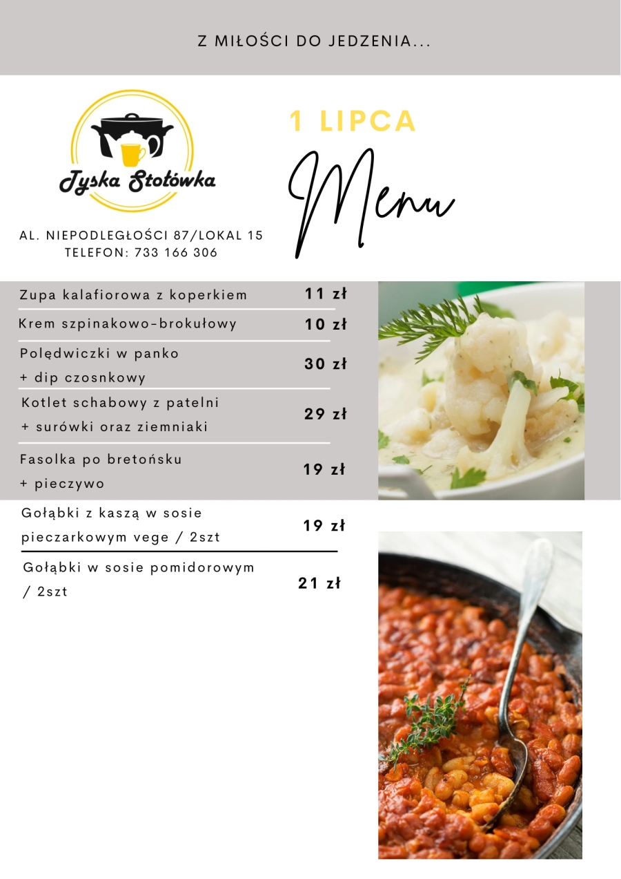 MENU LOKAL 2 AL. NIEPODLEGŁOŚCI 87/LOKAL 15