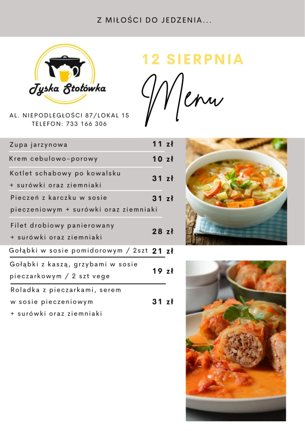 MENU LOKAL 2 AL. NIEPODLEGŁOŚCI 87/LOKAL 15