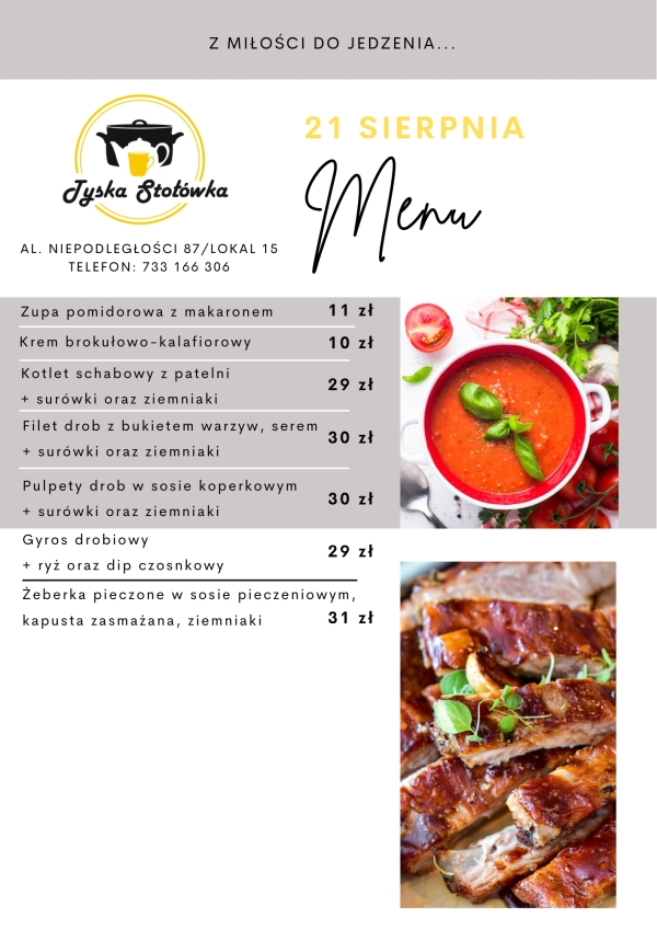 MENU LOKAL 2 AL. NIEPODLEGŁOŚCI 87/LOKAL 15