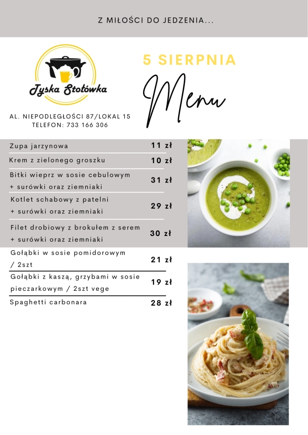 MENU LOKAL 2 AL. NIEPODLEGŁOŚCI 87/LOKAL 15