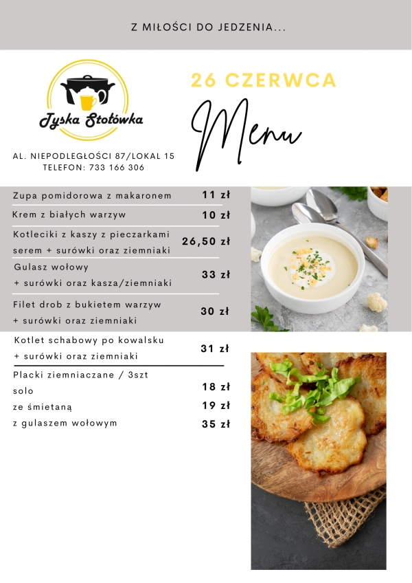 MENU LOKAL 2 AL. NIEPODLEGŁOŚCI 87/LOKAL 15