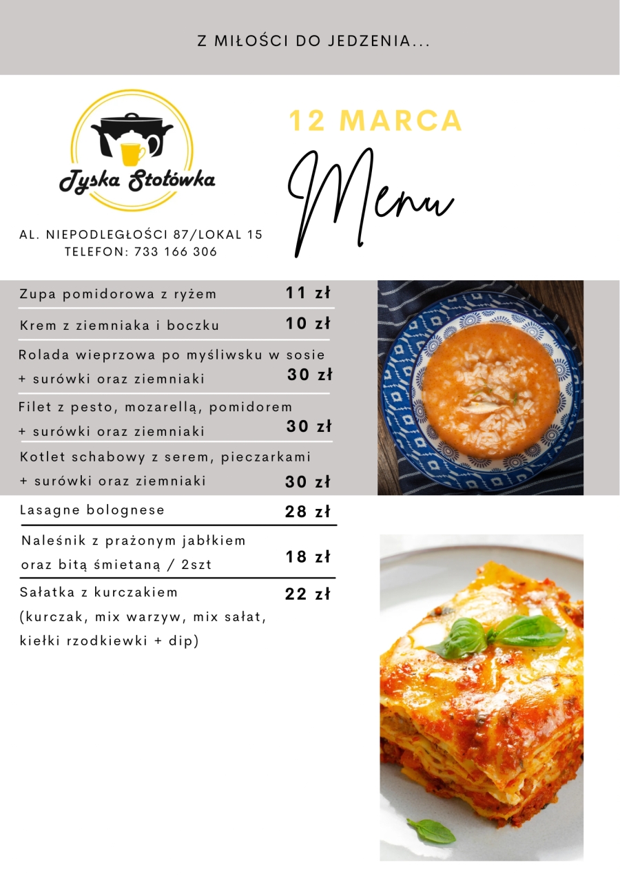 MENU LOKAL 2 AL. NIEPODLEGŁOŚCI 87/LOKAL 15