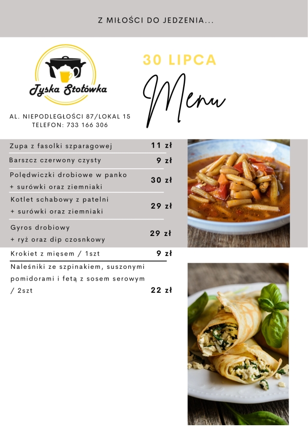 MENU LOKAL 2 AL. NIEPODLEGŁOŚCI 87/LOKAL 15