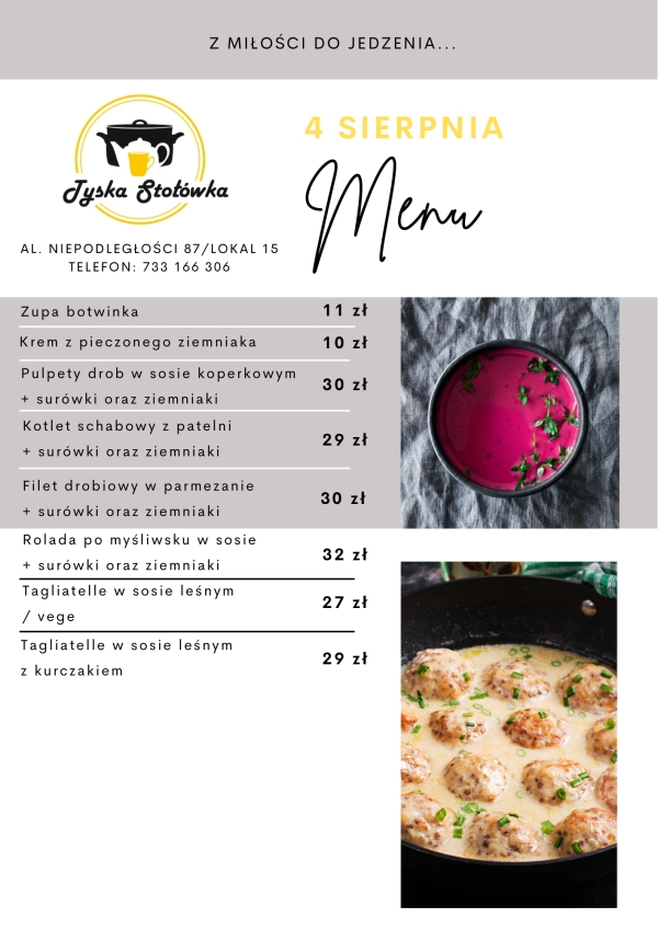 MENU LOKAL 2 AL. NIEPODLEGŁOŚCI 87/LOKAL 15