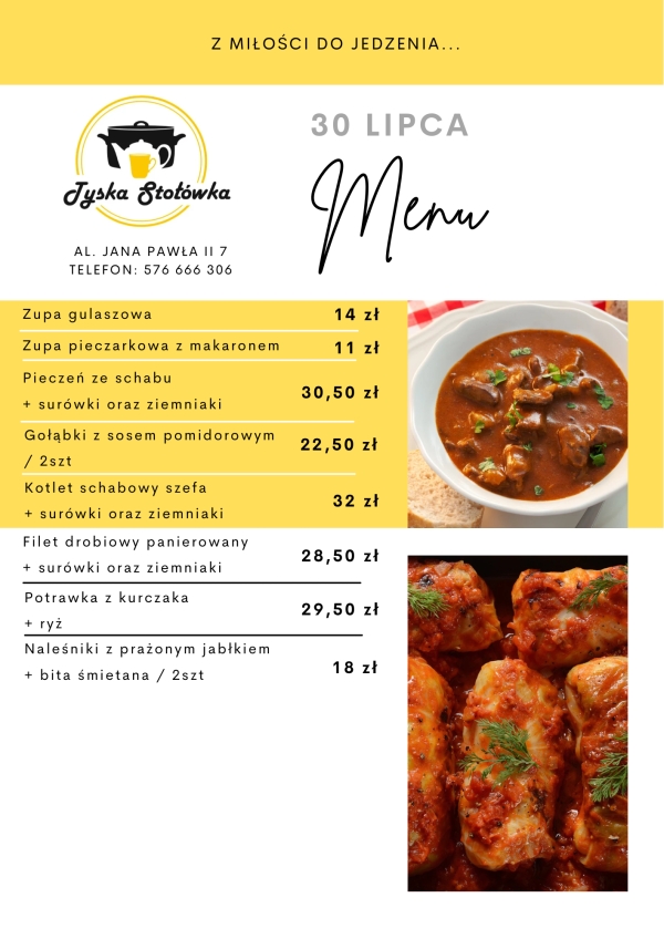 MENU LOKAL 1 AL. JANA PAWŁA II 7