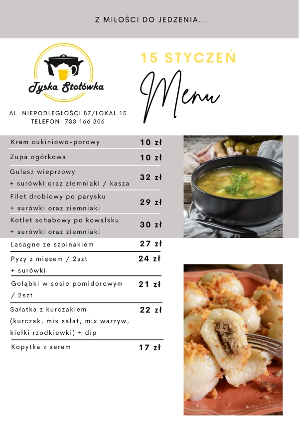 MENU LOKAL 2 AL. NIEPODLEGŁOŚCI 87/LOKAL 15