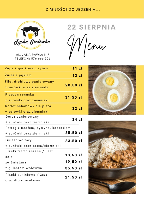 MENU LOKAL 1 AL. JANA PAWŁA II 7