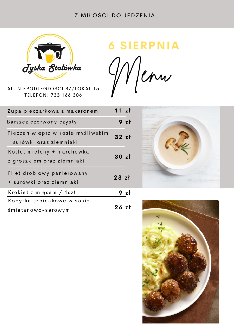MENU LOKAL 2 AL. NIEPODLEGŁOŚCI 87/LOKAL 15