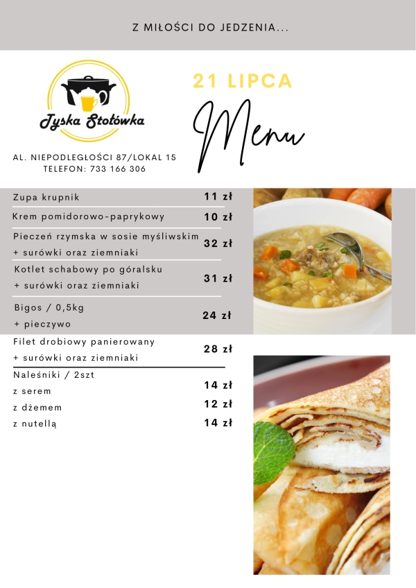 MENU LOKAL 2 AL. NIEPODLEGŁOŚCI 87/LOKAL 15