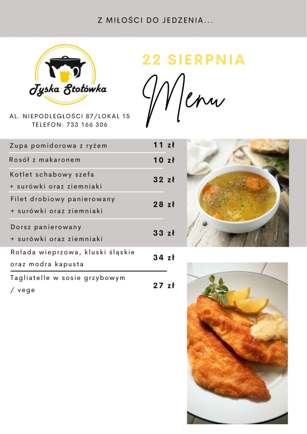 MENU LOKAL 2 AL. NIEPODLEGŁOŚCI 87/LOKAL 15