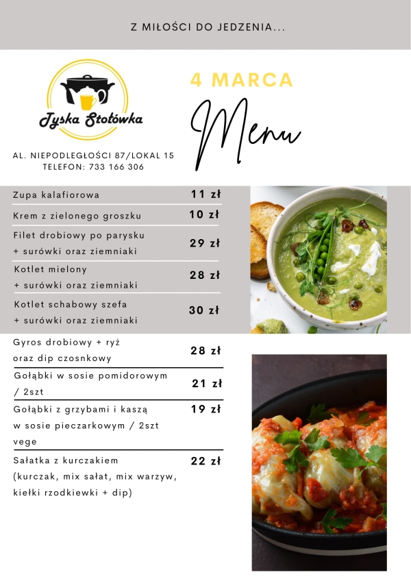 MENU LOKAL 2 AL. NIEPODLEGŁOŚCI 87/LOKAL 15