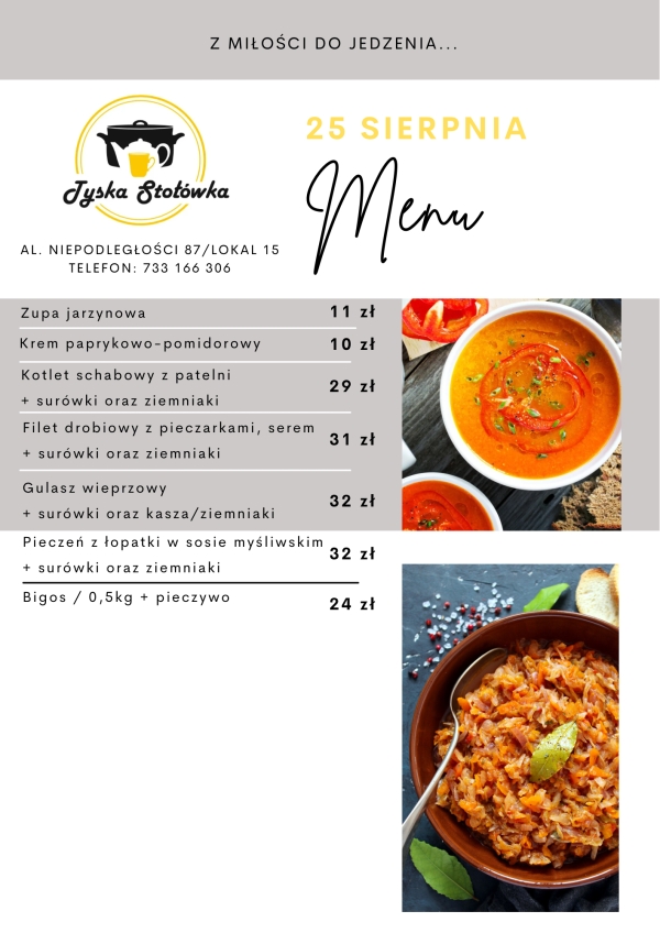 MENU LOKAL 2 AL. NIEPODLEGŁOŚCI 87/LOKAL 15